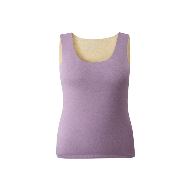 Tiancan Women's Thermal Vest, Silk And German Velvet Fleece-Lined, Thickened, Heat-Retaining, Seamless, Inner Wear Base Layer Top, Purple, XL