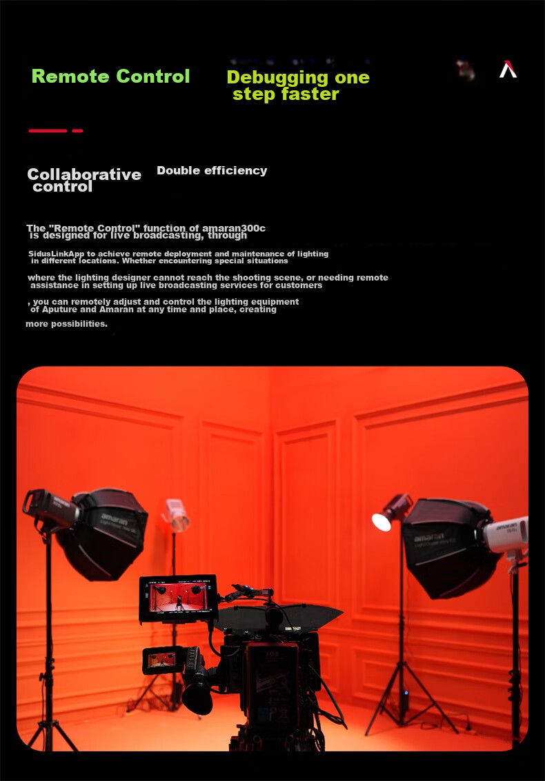 Aputure Amaran Ray 360c Live Streaming Fill Light, 360W Full Color Short Video Photography Light, Live Streaming Room Beauty Constant Light, Film And Television Light 15