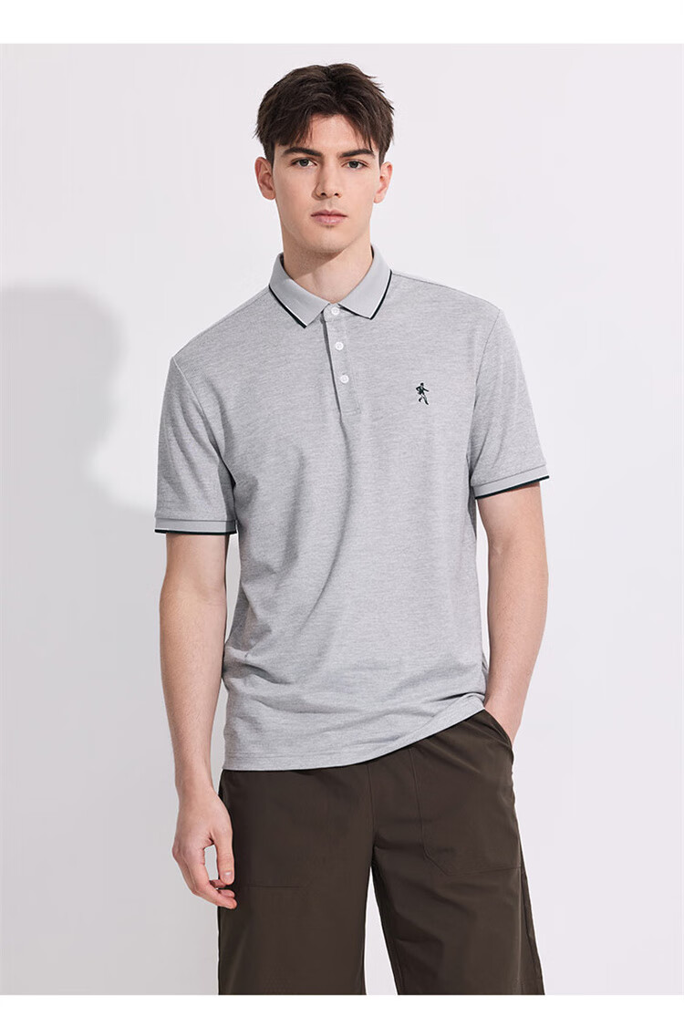 DANCING WOLVES [Slightly Stretchy And Easy-Care] Casual Commute Cool Smooth Breathable Men's Short-Sleeve POLO Shirt, 001 Black, Size 185 7