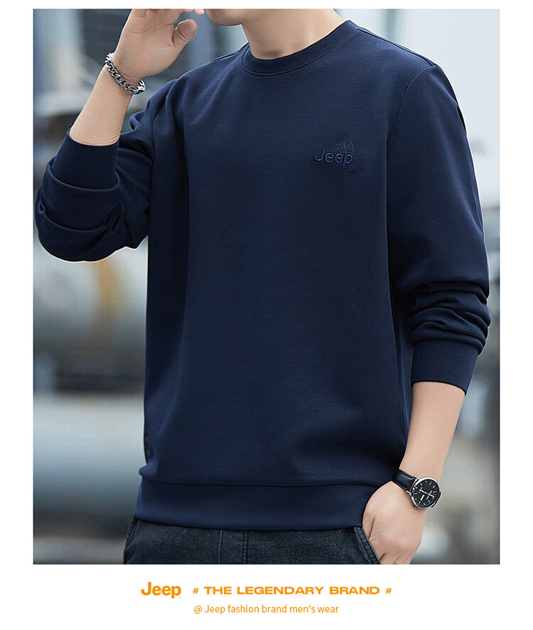 JEEP Men's Sweatshirt, Autumn And Winter Round Neck Long Sleeve T-Shirt, Loose Casual Clothing for Men, Army Green Fleece-Lined, 4XL 10