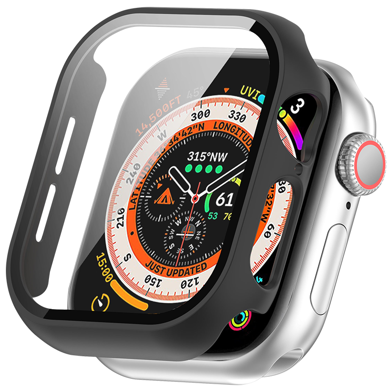 KMaxAI Apple Watch Series 11 Protective Case, Tempered Glass Integrated Screen Protector, Shockproof And Wear-Resistant, Full Protection, Slim, 42mm Black