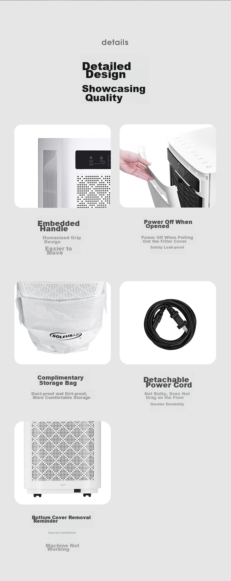 SOLEUSAIR Air Purifier Removes Formaldehyde, Bacteria, Flu Virus, Pet Hair, Odors, Allergens, Disinfects And Purifies A10 with Adsorption for Polle 23