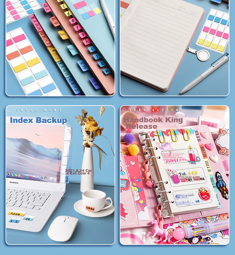Licao Medium-Sized Label Stickers Index Tabs Bookmark Stickers, Writable Index Tabs with Strong Adhesive, Reusable Classification Page Markers, Student Note-Taking, Morandi, 120 Pieces in Total 17