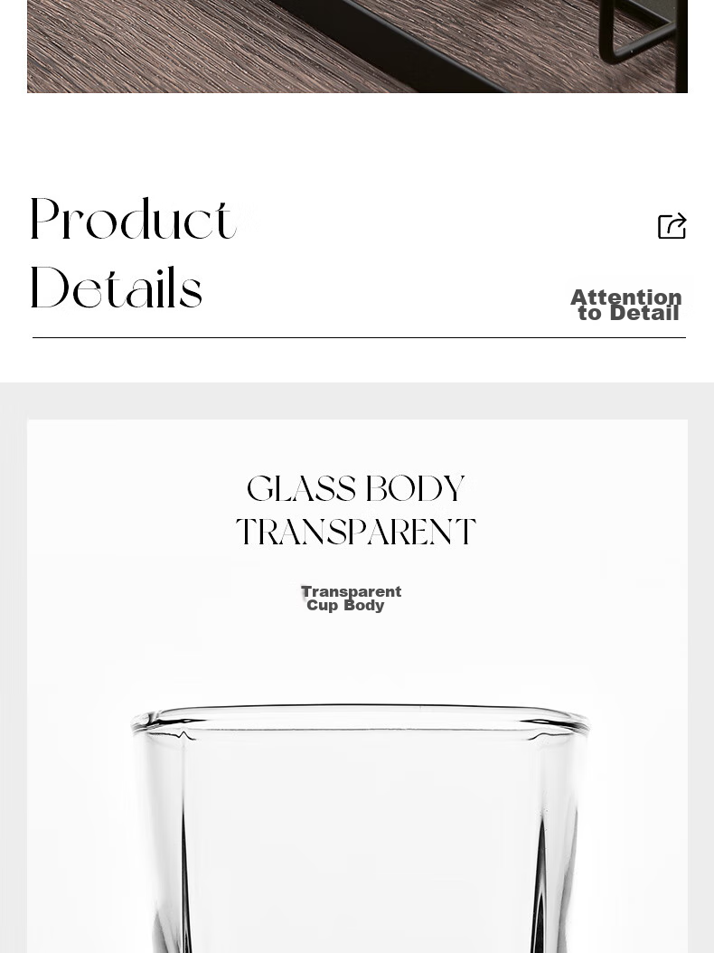 Ocean Thai Imported Glass Water Cups, Juice Cups, Milk Cups, Wine Glasses, Square Tea Cups, 295ml Set of Six 10