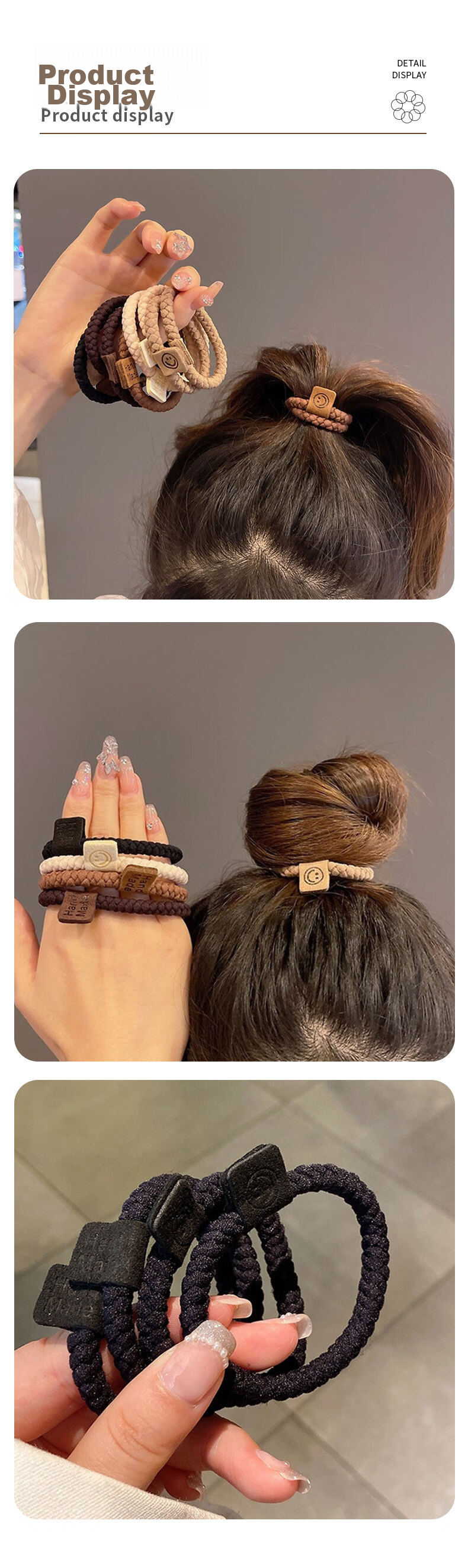 Chense Hair Ties [5 Mixed Colors], Seamless Hair Bands, High-Elasticity Rubber Bands for Ponytails, Hair Accessories for Wome 5