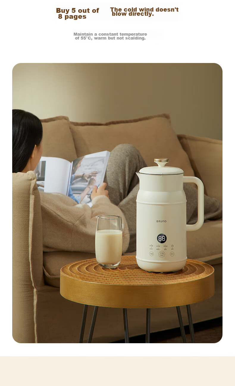 BRUNO Blender Soy Milk Maker, Home Small Mini Fully Automatic, No Hand Washing Required, No Filtering Needed, Juicer Health Pot, Cooking Breakfast Machine, 0.8L White DJ08S01 17