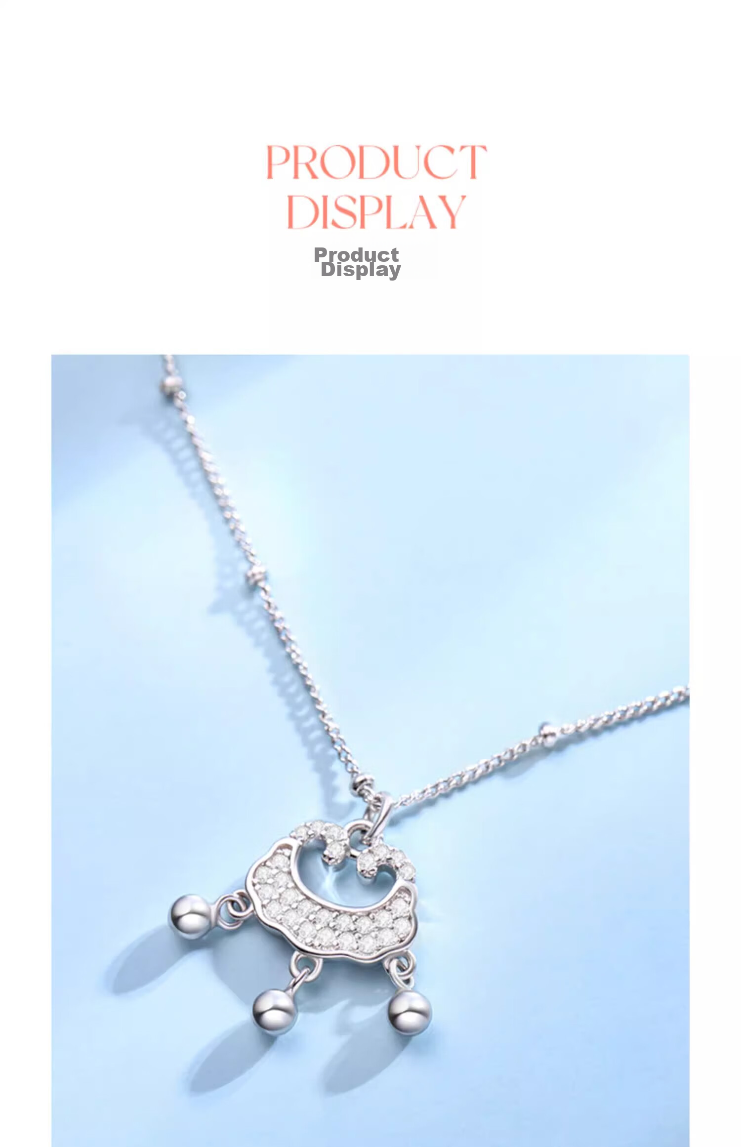Fanci Peace Lock Necklace for Women, Silver Lock Pendant, Chinese Style Light Luxury High-End Birthday Gift for Girlfriend 3