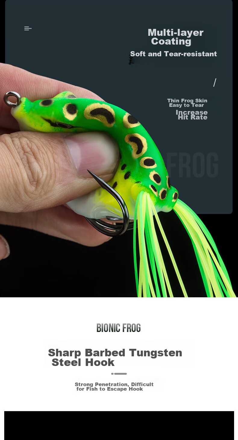 Feimiao Leiwala Lure Bait Set of Three (Large, Medium, And Small) Long-Casting Bionic Frog Lure for Targeting Black Fish, Specialized Artificial Bait 5