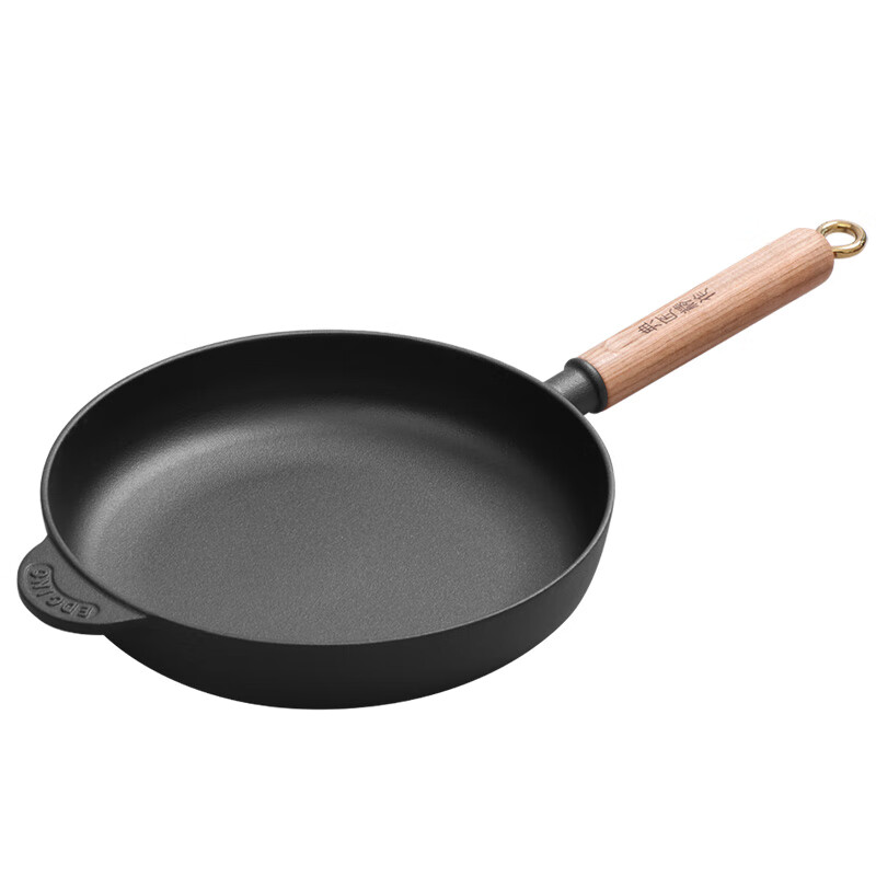 Dianjiang Cast Iron Frying Pan, Flat Bottom Pan, 24cm, Oil-Gathering Pan, Thickened, Uncoated, Raw Iron Pan, for Home Use, Pancake Maker, Breakfast Egg Pan