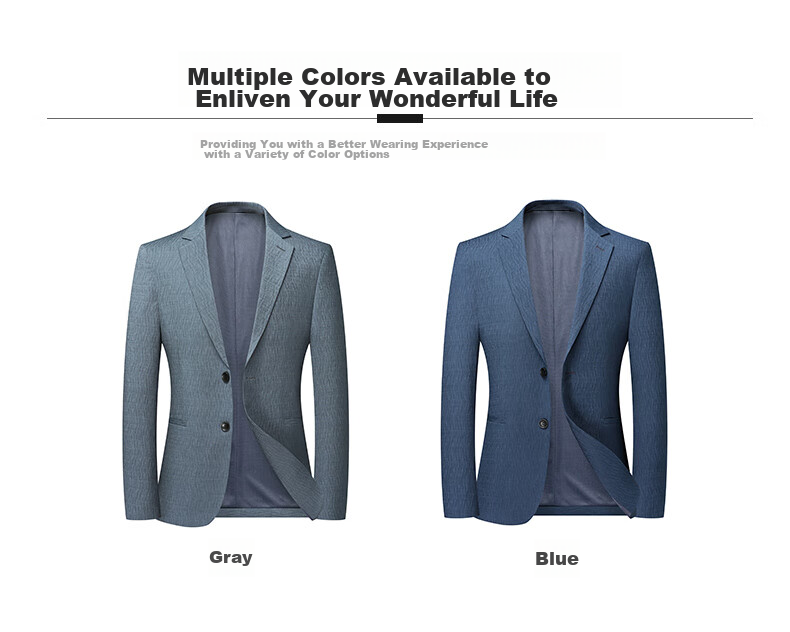 FIRS Easy-Care Men's Suit Jacket, Spring And Autumn New Style Simple Casual Blazer for Men, Blue, Size 170 2
