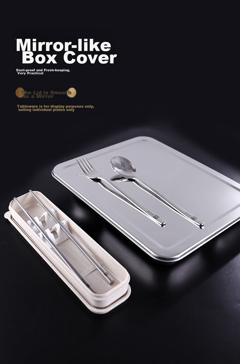 Jinyaoshi 304 Stainless Steel, Thickened Compartmented Fast Food Tray for Adults, Full Steel Lunch Box with Lid, Five Compartments GK-510KC 5