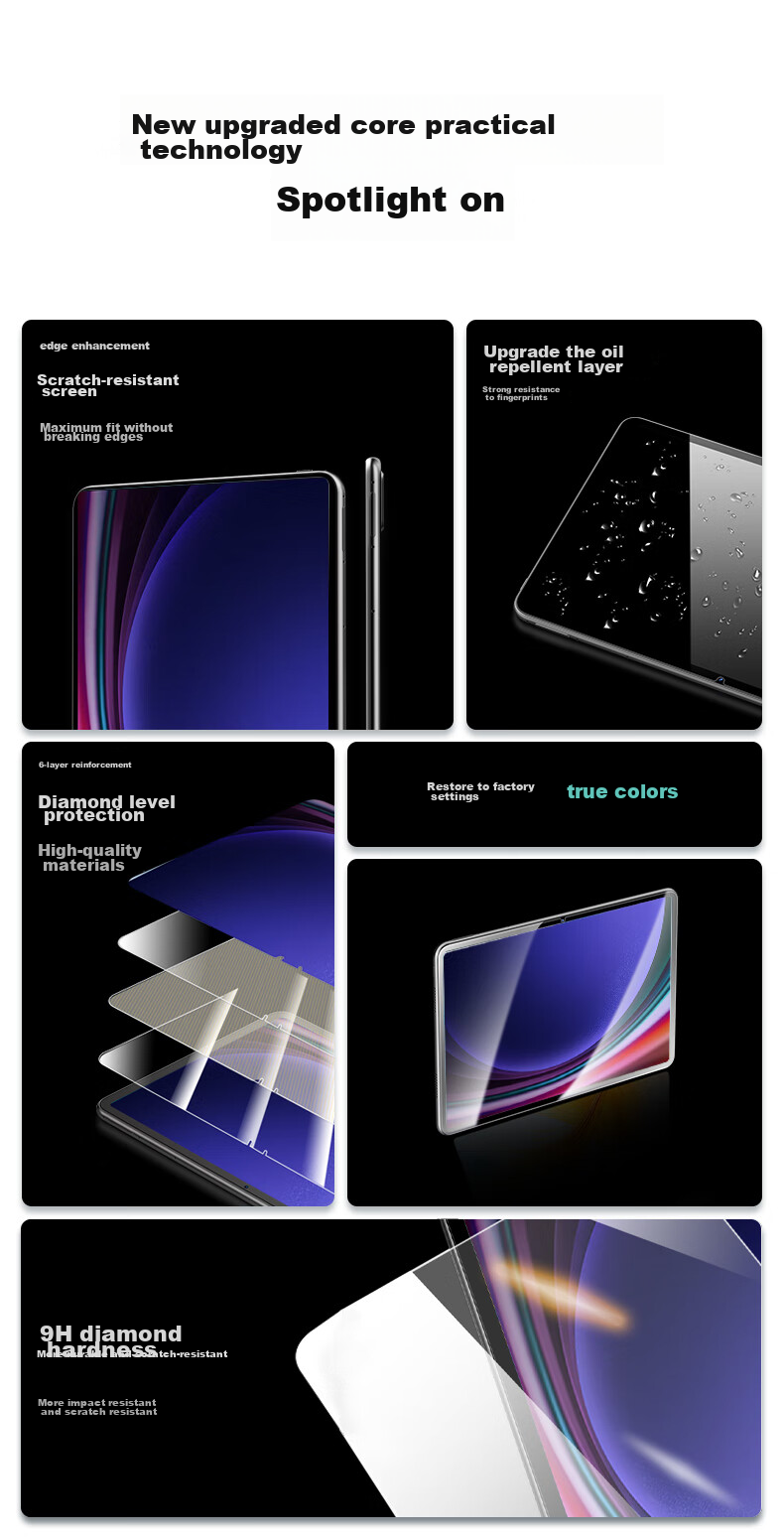 CangHua Tempered Glass Screen Protector for Samsung Tablets Tab S7/S8/S9/A9+/S10Lite/S11, 11-Inch Full Screen HD Anti-Drop Protective Film for Samsung Tablet Computer 3