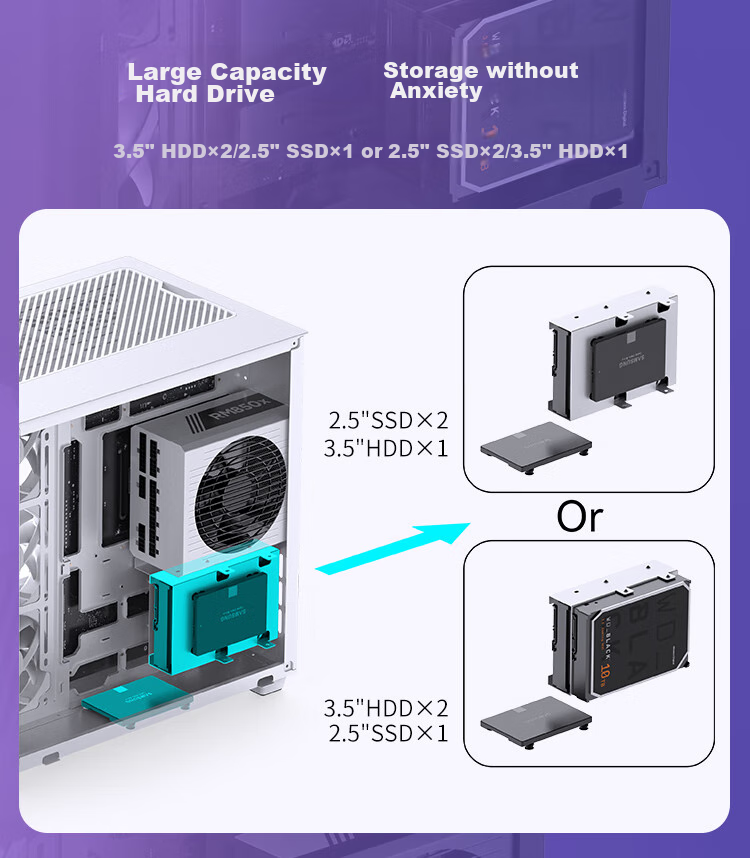 JONSBO TK-3 White Curved Panoramic ATX Case (Dual 360mm Radiator Support/ATX PSU/10 Fan Positions/Type-C Gen2 10Gbps+) 12