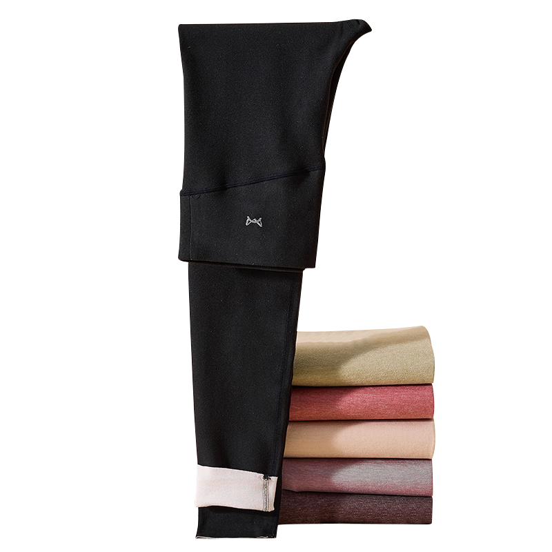 MiiOW New Wool And Silk Blend Thermal Underwear for Women, High-Waist Seamless Tummy Control Leggings, Black, XL