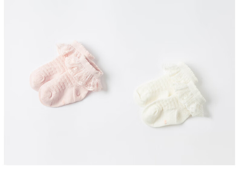 DAVE & BELLA Girls' Summer Short Socks, DB17732, Pink And White, Size 9CM 9