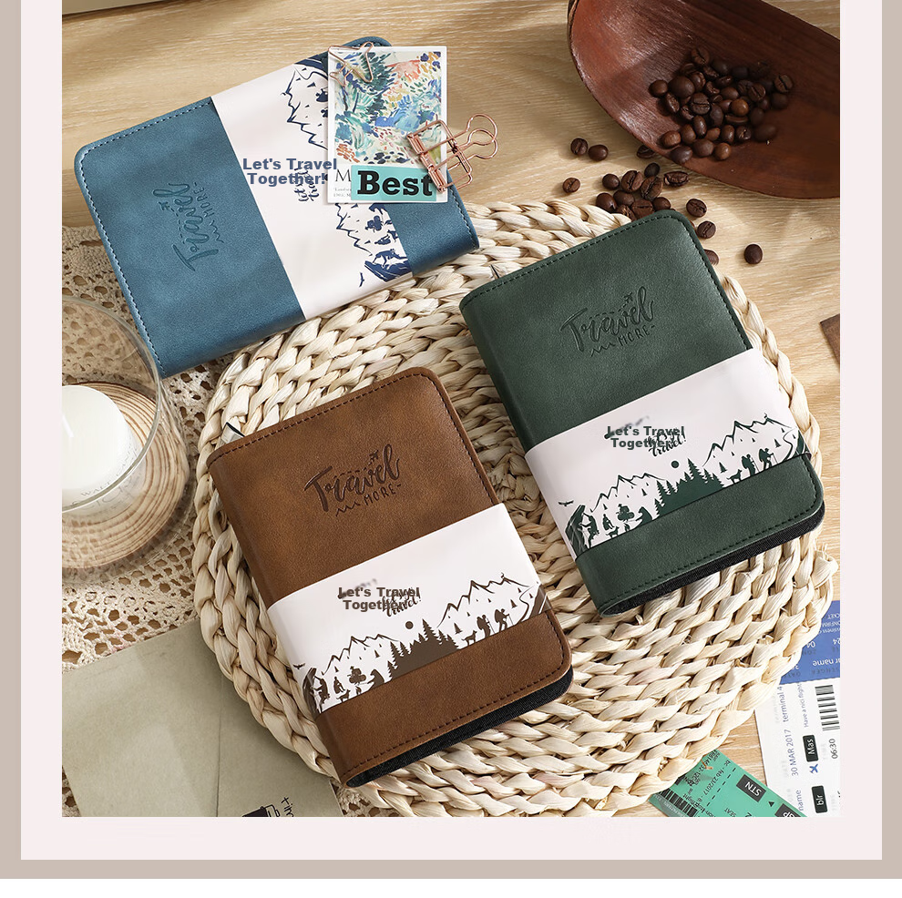 Faramon Loose-Leaf Zipper Notebook with Detachable Refillable Pages, Small Portable Travel Diary Journal Notebook Customizable Blue 4