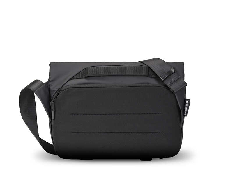 CAT Messenger Bag, Single Shoulder Crossbody Bag, 11-Inch IPad Briefcase, Trendy Chest Pack, Horizontal Style, Motorcycle Outdoor Bag, Black, 84561 14