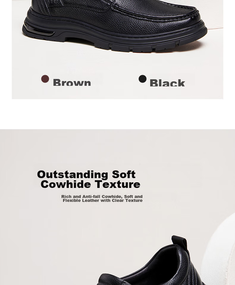 CAMEL Leather Comfortable Work Casual Dad Classic Business Shoes for Men, G14A211653, Black, Size 38 3