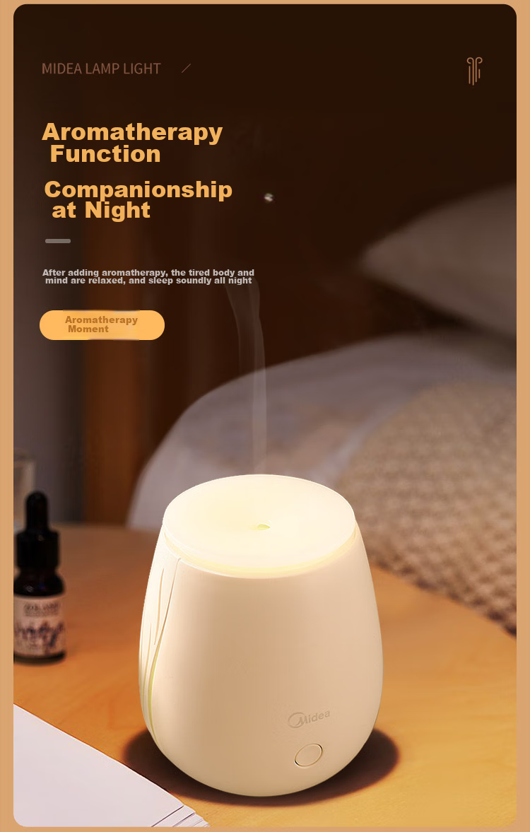 Midea Mini Night Light with Aromatherapy Diffuser, Home Humidifier, Holiday Birthday Gift, Colorful Bedside Mood Lamp 5