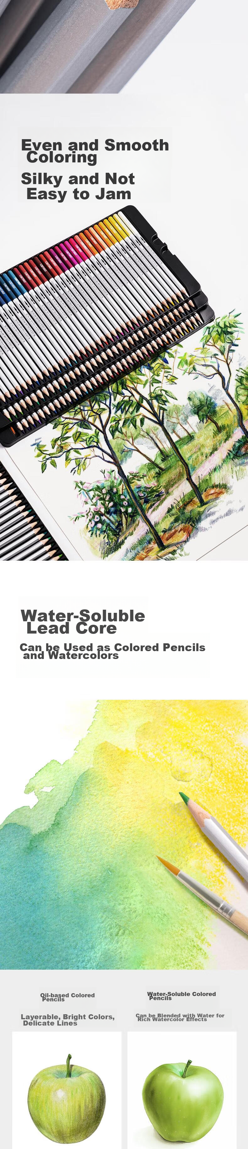 Deli Master Colored Pencils, 36 Colors in Tin Box, Water-Soluble, for Students' Art Major, Hand-Drawn Coloring And Painting Set (With Brush), 6522 Sketching Colored Pencils 2