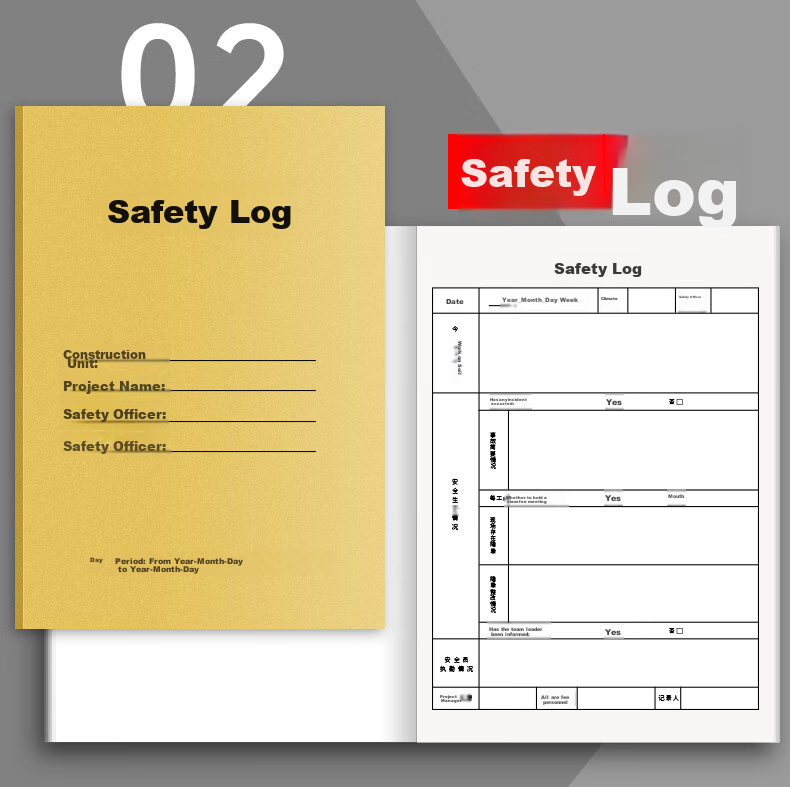 DiLe Premium Series, 16K Customized Safety Log Notebook for Construction Supervision And Safety Recording, Single Book with 38 Pages, 4341 Safety Log 6