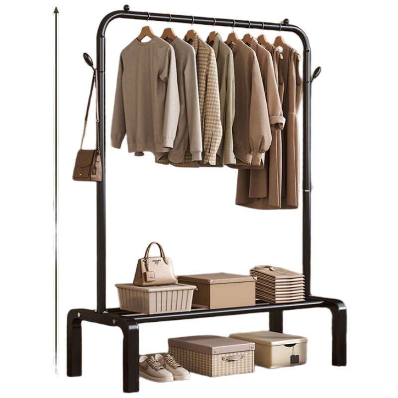 Xiangzhubian Double-Layer Double-Net Floor Standing Coat Rack Clothes Hanger for Dormitory Bedroom Balcony Storage Rack