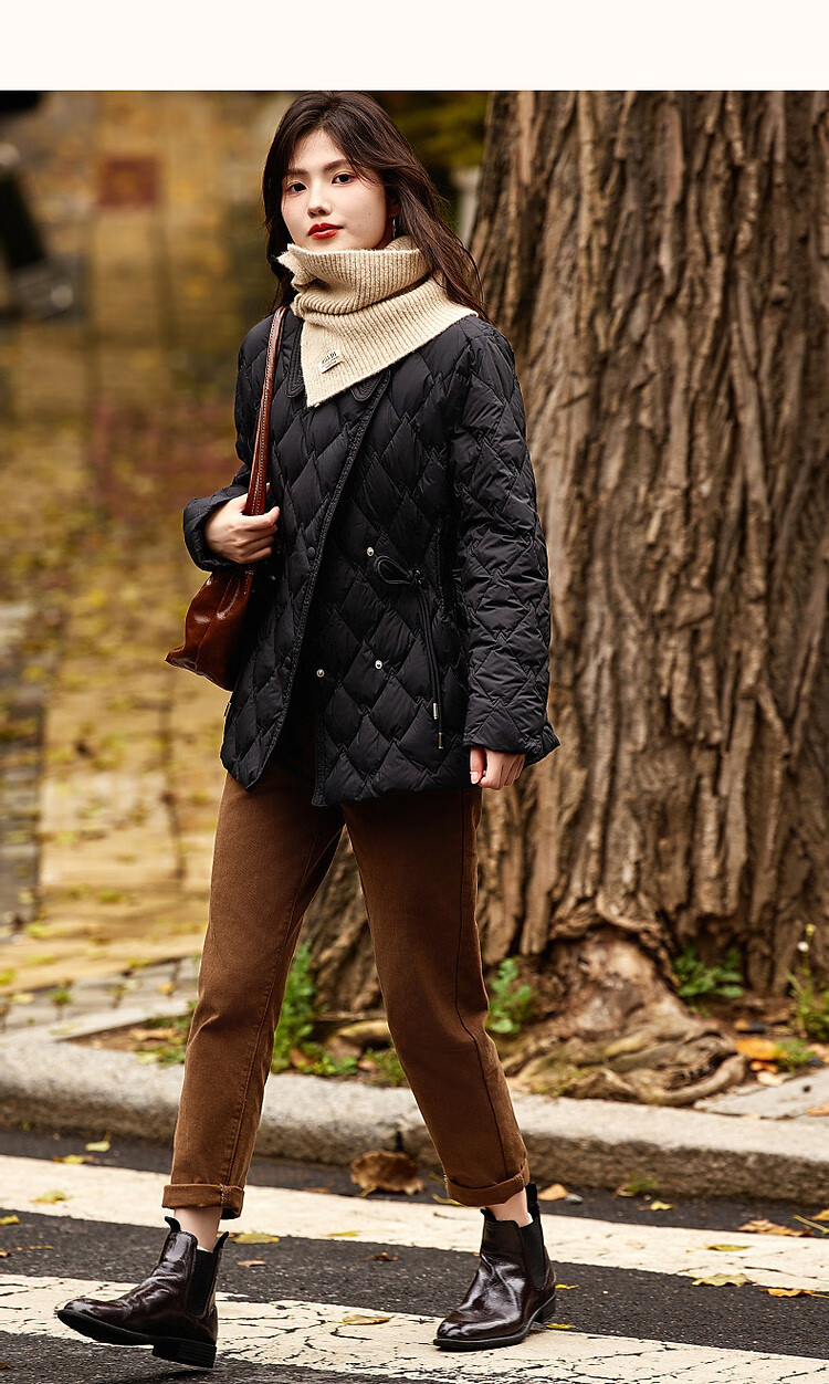 Dme [Warm And Cozy] Winter Lightweight Fluffy 90% Duck down Jacket with Elegant Lapel Collar And Short Style Women's Coat 11