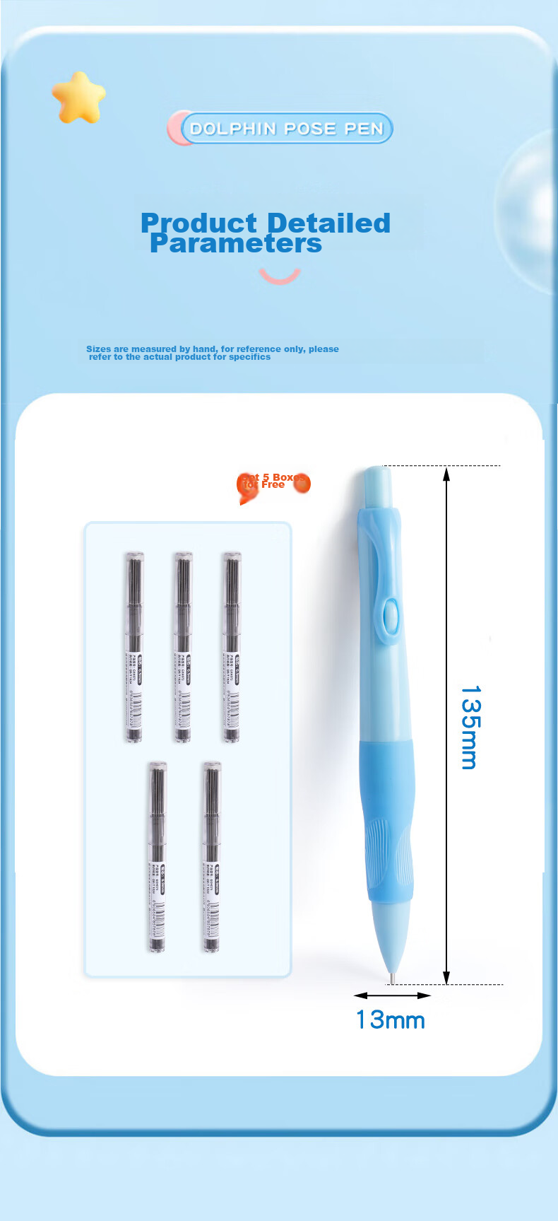 DiLe Ergonomic Pencils for Elementary School Students, 0.5mm Mechanical Pencils for First And Second Graders, Thick Barrel for Correct Grip, 4 Pencils [One Each in Four Colors] + 5 Boxes of Lead Refills, 323 6