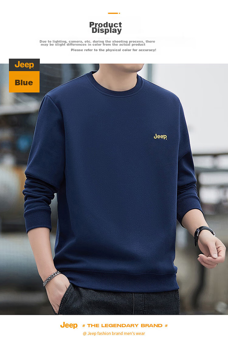 JEEP Men's Sweatshirt, Loose-Fitting Long-Sleeve T-Shirt, Round Neck Trendy Clothing for Men, Army Green, XL 12