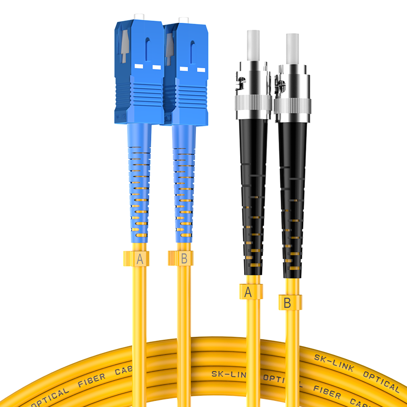 SK-LINK Fiber Optic Patch Cable, ST-SC Telecom-Grade Single-Mode Dual-Core SC-ST Gigabit And 10G Fiber Optic Cable, UPC Pigtail, Low Smoke Zero Halogen, SK-TXSM 3 Meters