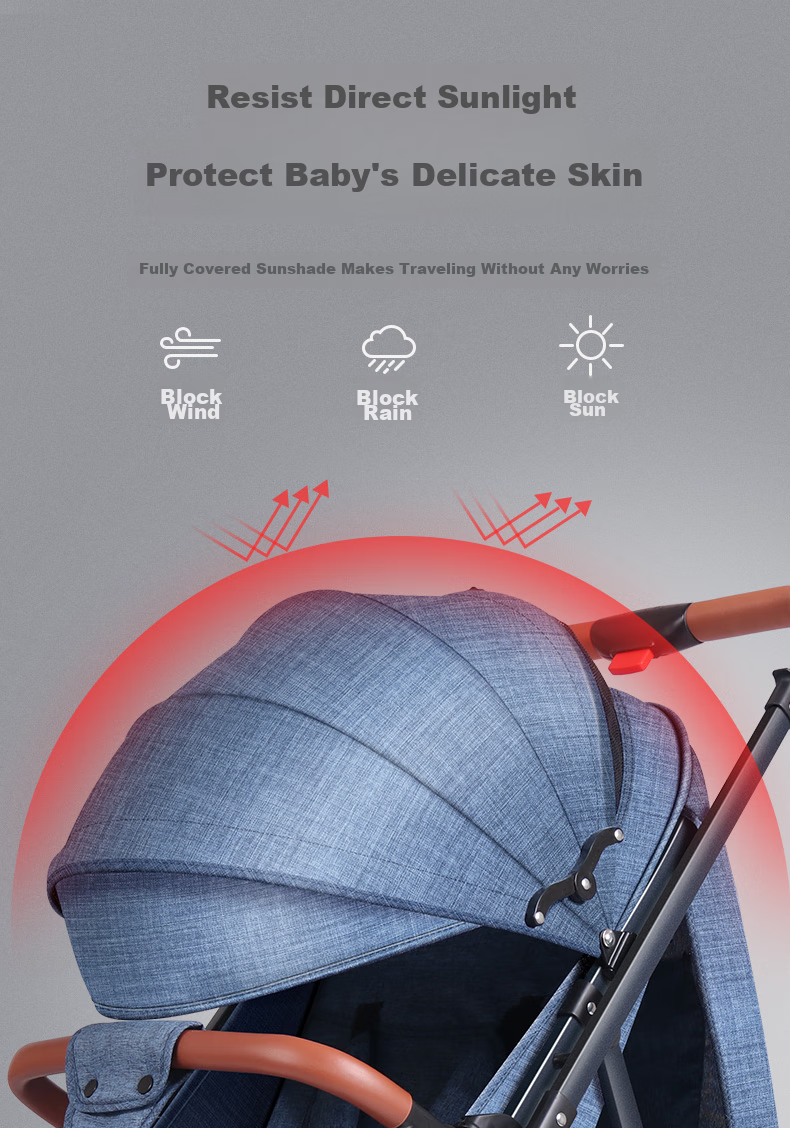 ANGI BABY Stroller: Reclining, Foldable, Shock-Absorbing, Reversible Umbrella Stroller with One-Click Folding And All-Wheel Drive for Toddlers 8