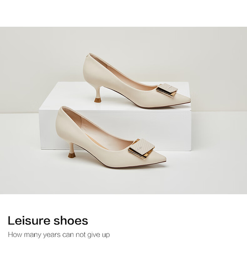 DAPHNE Elegant High Heels for Women, Pointed Toe, Stiletto, Shallow Mouth Pumps, Versatile Work Shoes 4623101023 Beige 36 22