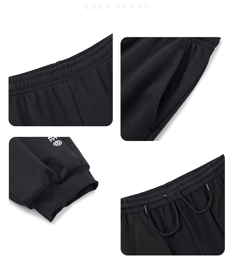 ERKE Men's Sweatpants, Thickened And Fleece-Lined for Winter, Knitted Long Pants with Elastic Cuffs, Warm Casual Trousers for Running And Everyday Wear 10