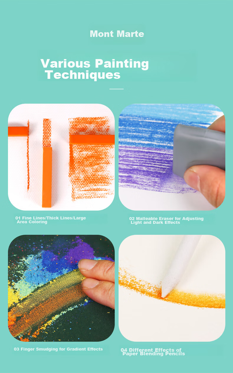 Mont Marte Colored Chalk, Drawing Sticks, Colored Chalk for Hand-Drawn Blackboard Reports, 24 Colors, MMPT0017, Sketch Markers for Drawing 10