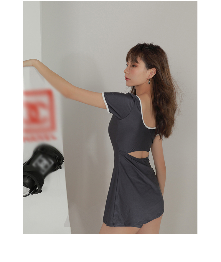 OMOM Conservative One-Piece Swimsuit for Women, Korean Style, Slimming, Tummy Control, Suitable for Hot Springs, Skirt-Like Design, Instagram Trendy Swimwear, Black, Size L 6