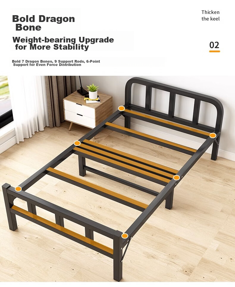 Quanpinwu (No Installation Required) Folding Bed, Single Bed, Nap Bed, Camping Bed, Hospital And Home Use Accompanying Care Hard Board Iron Bed 4