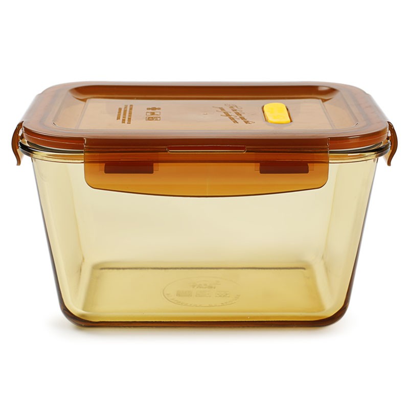 Chuangde Heat-Resistant Glass Food Storage Container, Microwave-Safe Lunch Box, Refrigerator Organizer for Pickled Peppers, Kimchi, And Pickles, Sealed Jar, Amber Color, 1.8L