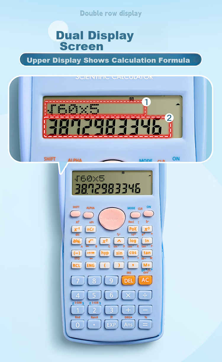 SUNWOOD Scientific Calculator with 240 Functions (For Middle And High School Students), EC-82MS, Cherry Pink 5