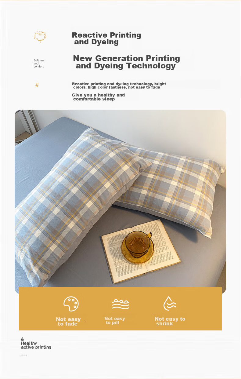 Grace 100% Cotton Pillowcase, Class A, 7A Antibacterial Fabric Pillow Cover, Gentleman Pattern, Set of Two, 48*74cm 9