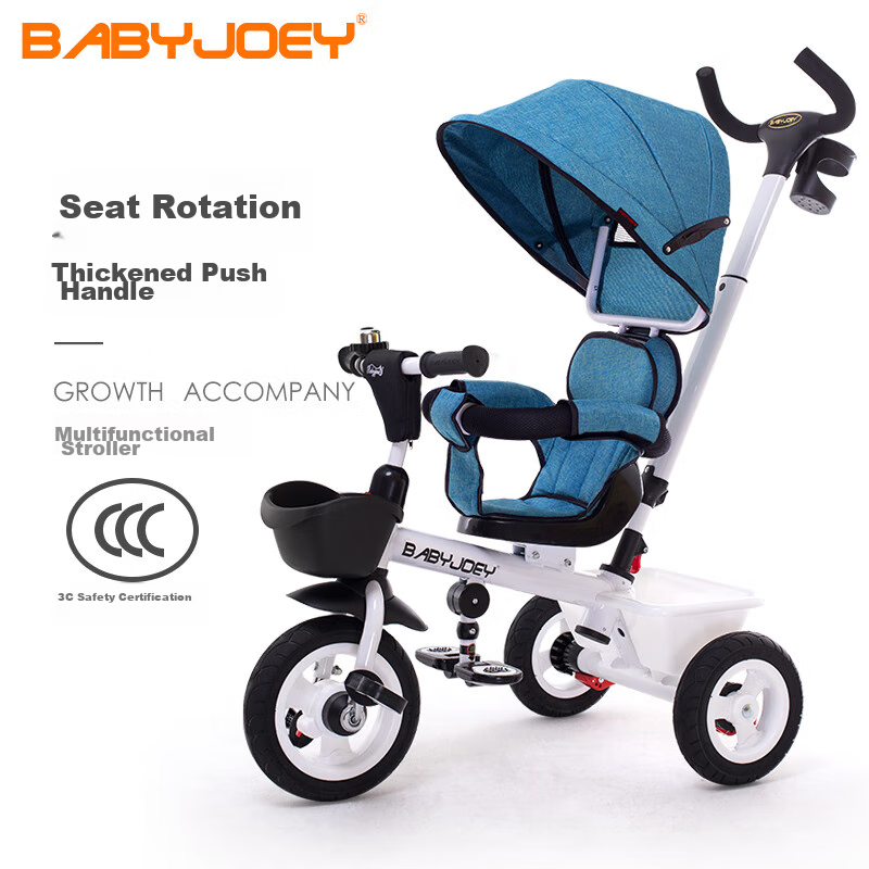 BABYJOEY Children's Tricycle Pedal Bike Stroller for Ages 1-3 Baby Bicycle Kids' Bike, Fairy Blue Baby Gift
