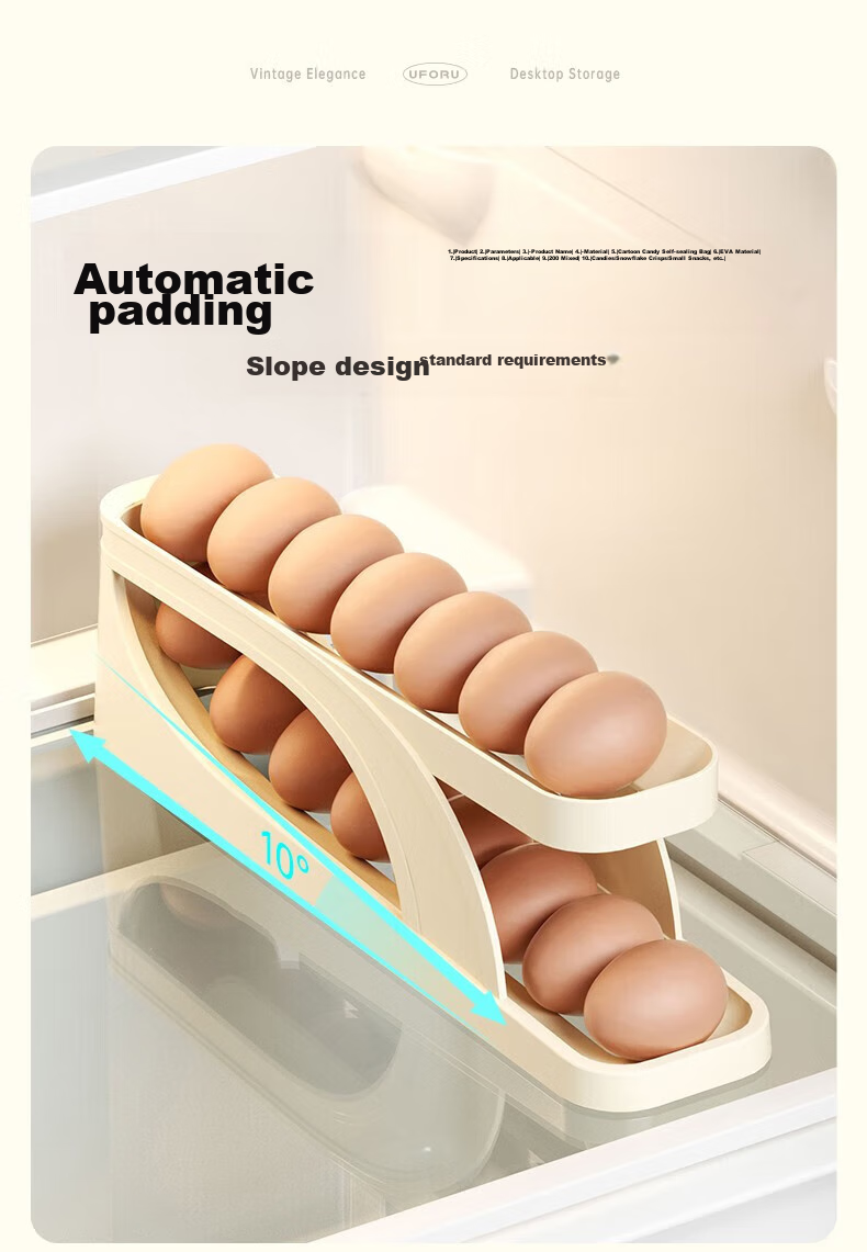 Jingmao Egg Storage Box, Refrigerator Side Door Organizer, Food-Grade Egg Rack, Automatic Rolling Egg Container, Fresh-Keeping Box 4