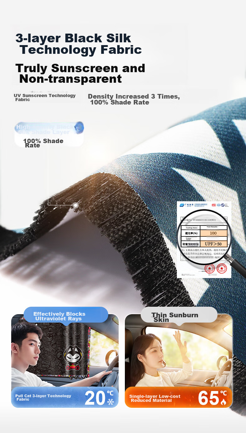 Zhuaimao Car Window Sunshade, Side Window Sun Protection, Sliding Rail Car Curtain, Window Mosquito Net, Privacy Sunshade 5