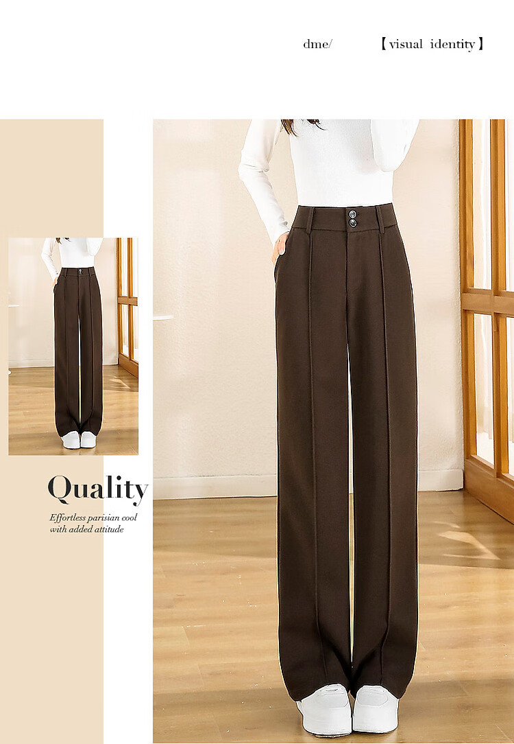 Dme [Career Selection] Winter Urban Commuter Micro-Flare Long Pants Women's Trousers Casual Pants, Coffee Color, Size 26 15