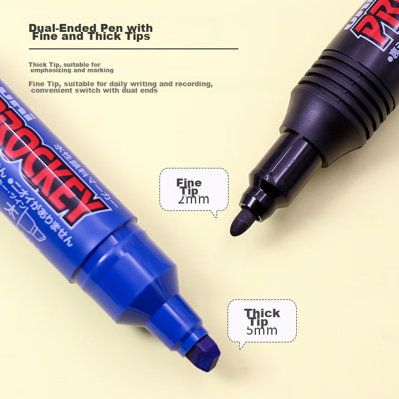Маркер Uni Mitsubishi Dual-Tip PM-150TR, быстросохнущий, универсальный, черный, 1 шт.