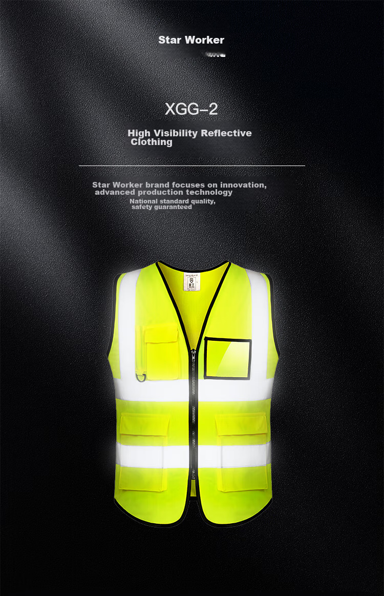 XINGGONG Reflective Vest, Reflective Waistcoat, Reflective Clothing, Reflective Jacket, Traffic Construction Sanitation Vest, Fluorescent Clothing, Fluorescent Yellow, XL Size 1