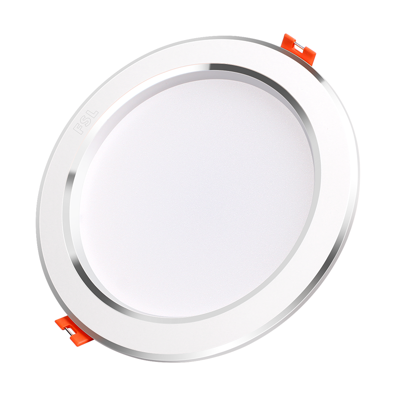 Foshanzhaoming LED Downlight, Ceiling Light for Living Room And Entryway, 12W, 4-Inch, White with Silver Edge, Cool White 6500K