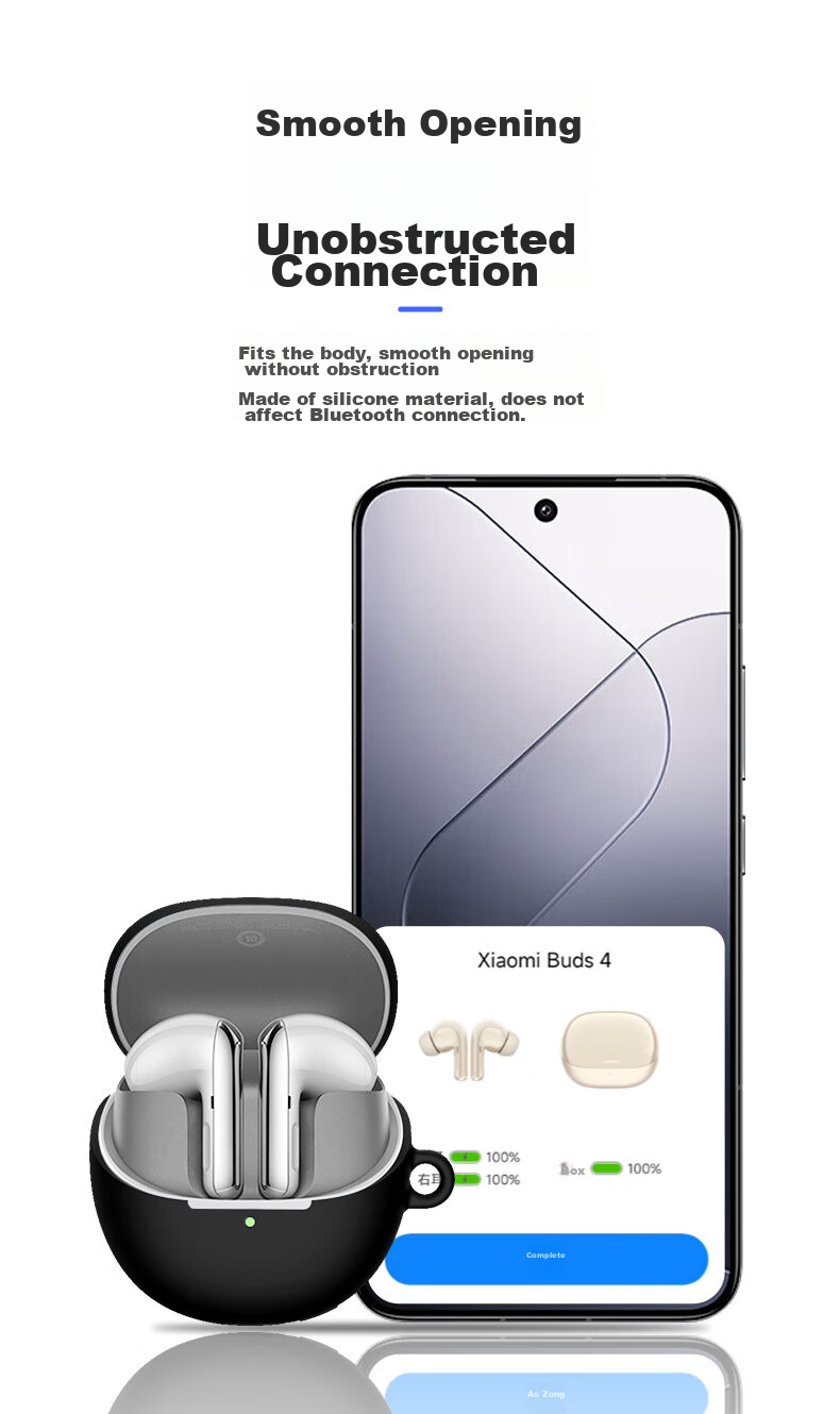 KMaxAI Compatible with Xiaomi True Wireless Earphones Buds4 Protective Case, Simple Silicone Protective Cover with Hook, Xiaomi Fourth Generation Charging Case Frosted Protective Pure Color Soft Shell, Dark Night Gree 6