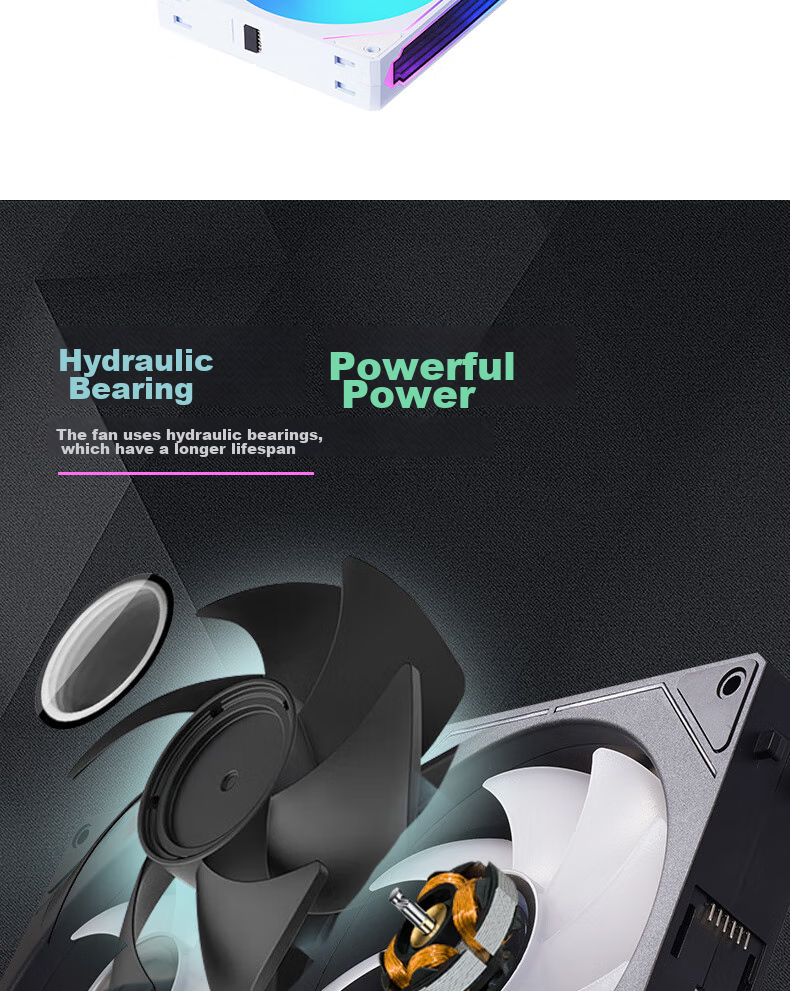 Wanjia Xingchen Pro Building Block Fan, White Reverse Triple Pack, 12CM Water-Cooled Chassis Fan Module, Wireless Splicing/ARGB Synchronized Lighting/PWM Temperature Control 12