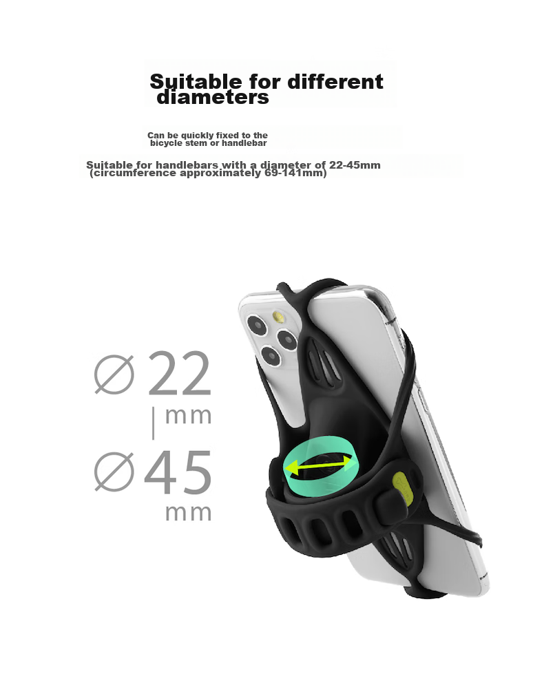 Bone Bicycle Phone Mount, Road Mountain Bike Phone Holder, Cycling Navigation Bracket, Handlebar Stand, Soft Silicone, Stable And Shock-Absorbing 15