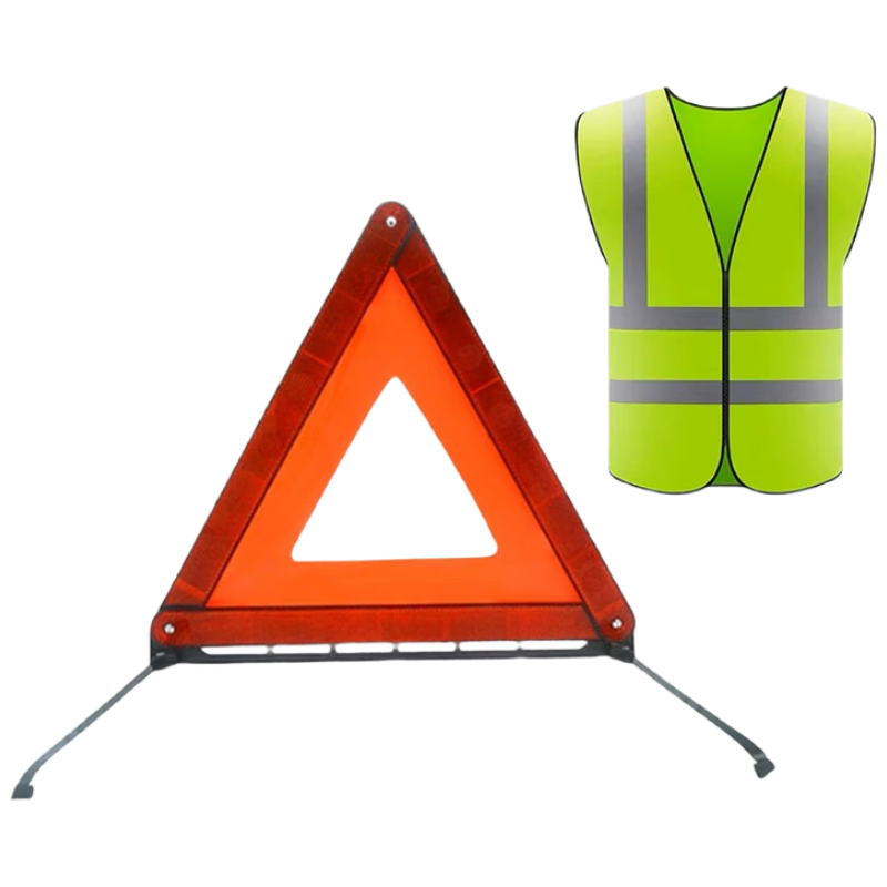 Beifute Car Tripod Warning Sign High-Visibility Reflective Vest Vehicle Inspection 2-Piece Set National Standard Emergency Folding Triangle Sign
